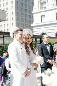 a traditional Vietnamese tea ceremony on the Fairmont rooftop garden, honoring parents and ancestors