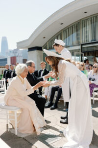 a traditional Vietnamese tea ceremony on the Fairmont rooftop garden, honoring parents and ancestors