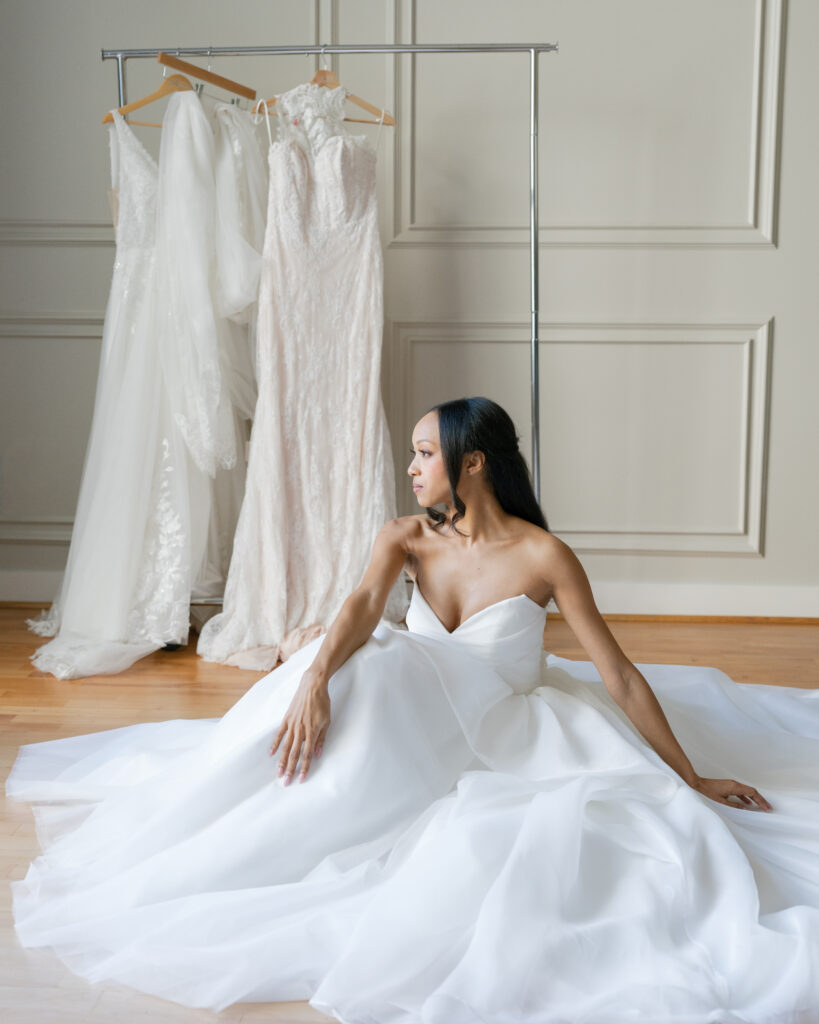 Editorial Bridal Photography highlighting craftsmanship and texture in a Lace & Liberty wedding dress.